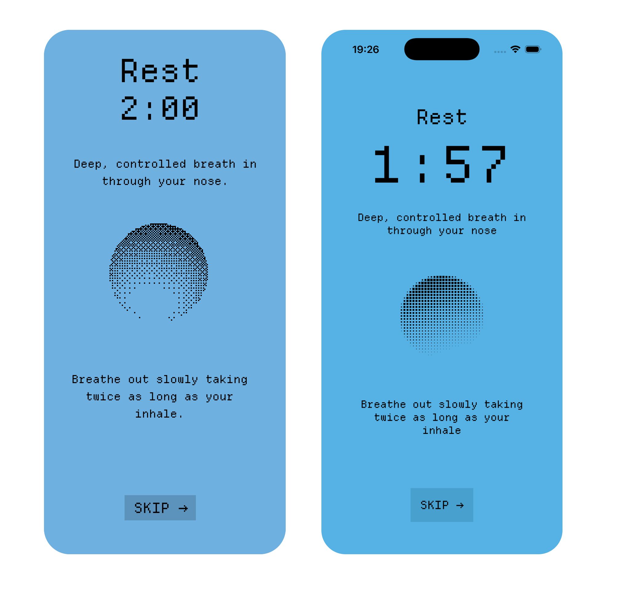 LIFTxT rest timer screen